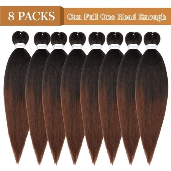 Braiding Hair Pre Stretched 24 Inch 8 Packs Ombre Braiding Hair Professional - Picture 6 of 7